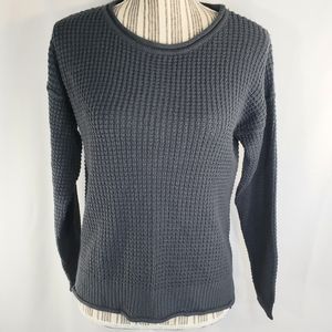 Pink Rose Grey Long Sleeve Side Slits Waffle Knit Top Size Small